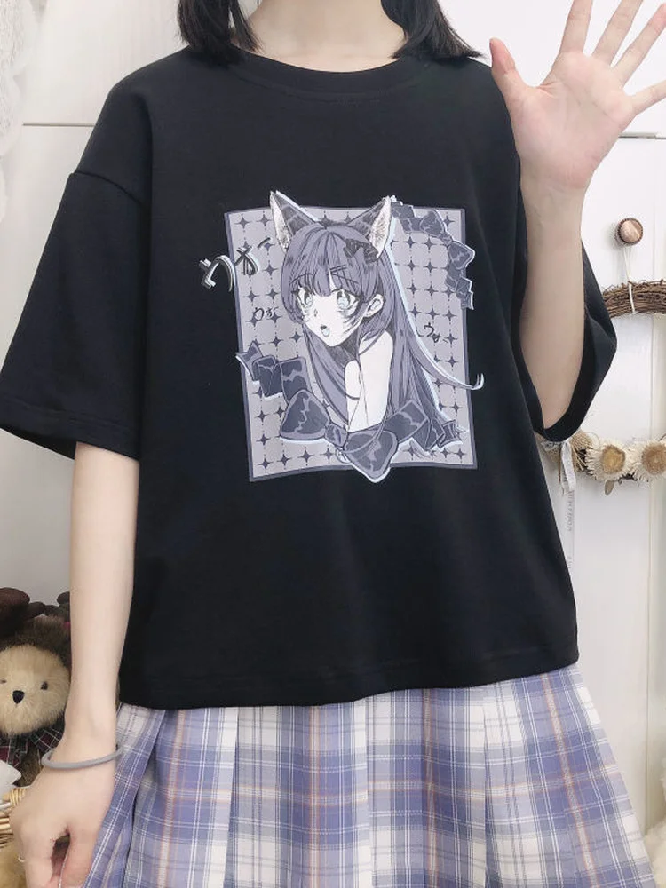 Deeptown Japanese Kawaii Anime T-shirt Women Cute Cartoon Print Manga Graphic T Shirt Summer Loose Harajuku Top Female Fashion
Deeptown Japanese Kawaii Anime T-shirt Women Cute Cartoon Print Manga Graphic T Shirt Summer Loose Harajuku Top Female Fashion