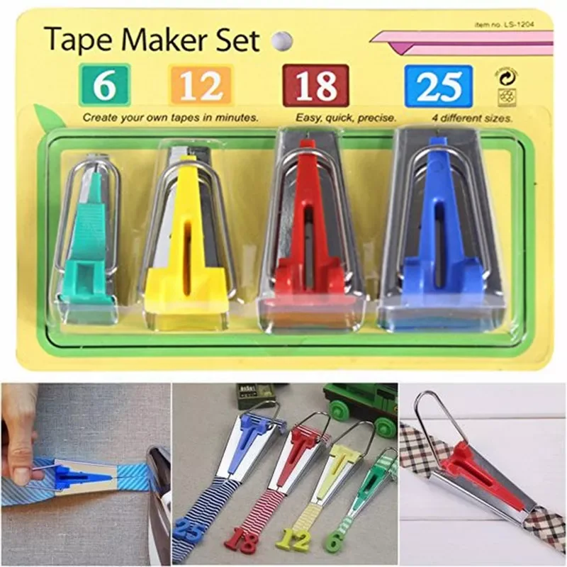 

Set of 4 sizes Sewing Accessories Bias Tape Makers - 4 size 25mm 18mm 12mm 6mm Sewing Quilting Hemming Sewing Tools AA7680