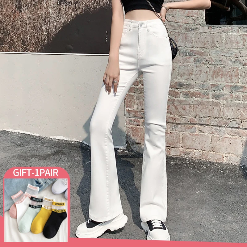 Fashion Woman Flared Jeans High Waist Denim Trousers For Female Blue White Black Elastic Skinny Classic Leisure Wide Leg Pants
Fashion Woman Flared Jeans High Waist Denim Trousers For Female Blue White Black Elastic Skinny Classic Leisure Wide Leg Pants