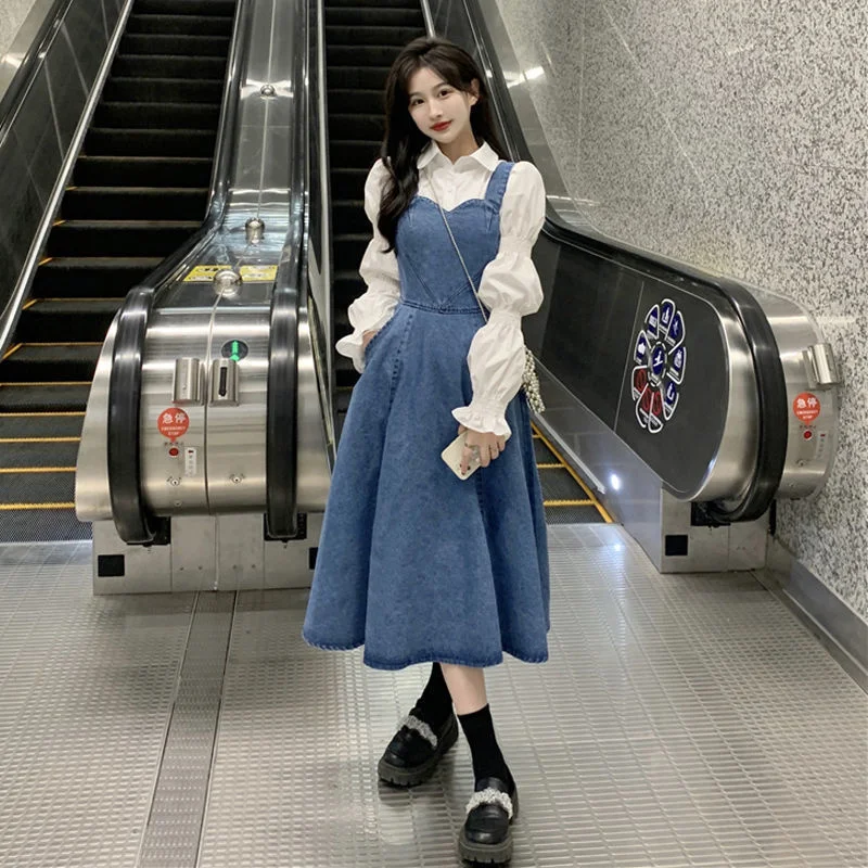 Streetwear Denim Dresses Chic And Elegant Woman Dress For Women Y2K Summer Harajuku Vintage Midi Autumn Skater Dress Gothic 
Streetwear Denim Dresses Chic And Elegant Woman Dress For Women Y2K Summer Harajuku Vintage Midi Autumn Skater Dress Gothic