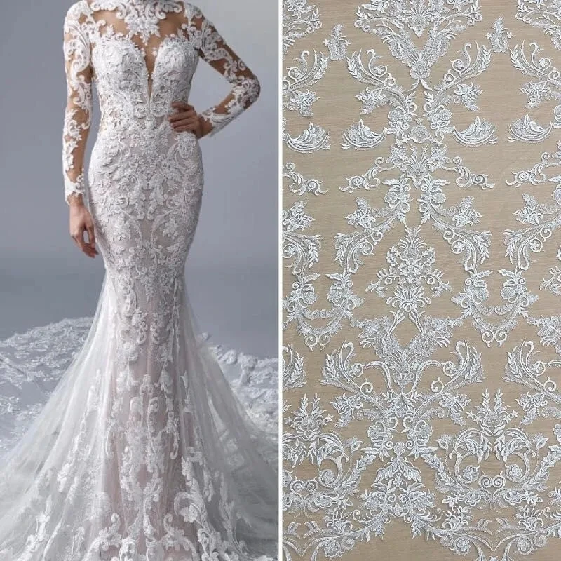 Embroidery Beaded Fabric and Lace Ivory Beading Lace Rayon Material Sewing for Bride Gowns Dress 2023 NEW
Embroidery Beaded Fabric and Lace Ivory Beading Lace Rayon Material Sewing for Bride Gowns Dress 2023 NEW