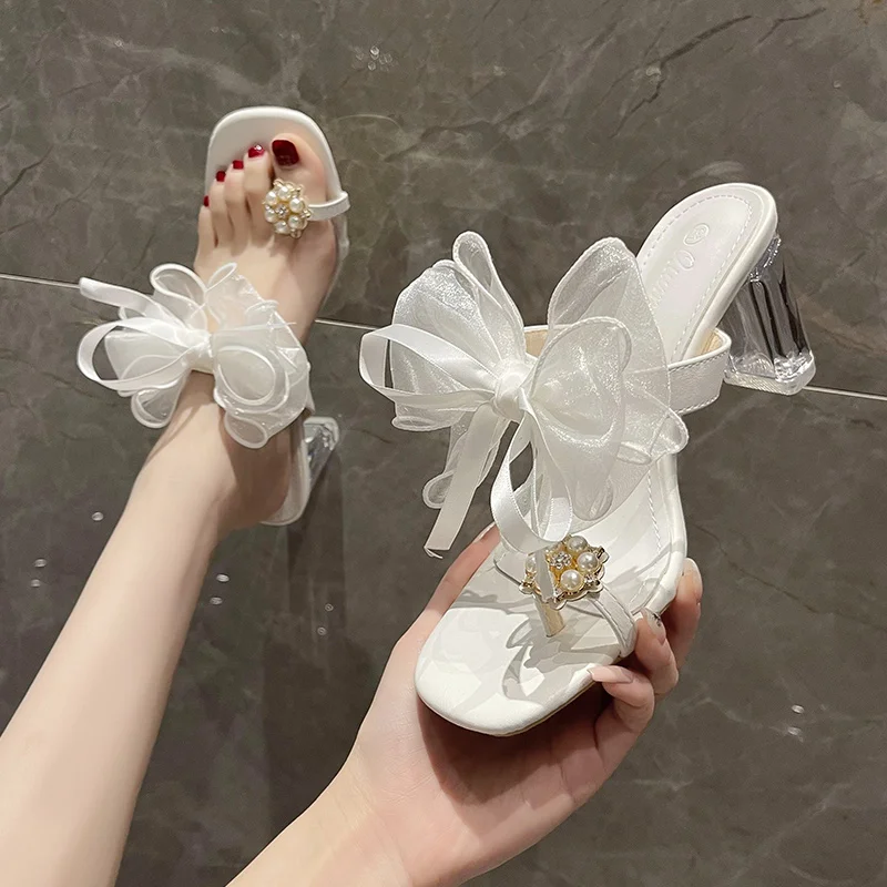 Fashion Women's Flip-flop Slides High Heels Shoes Bowknot Summer Transparent Heels Beige Apricot
Fashion Women's Flip-flop Slides High Heels Shoes Bowknot Summer Transparent Heels Beige Apricot
