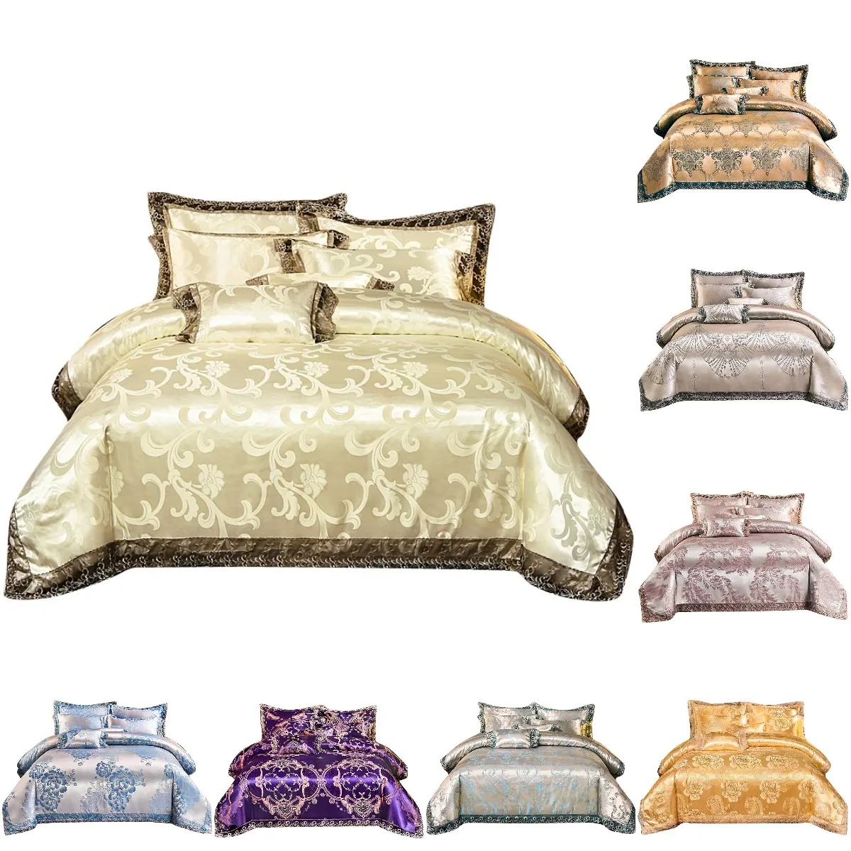 

Luxurious Duvet Cover Sets Lace Satin Jacquard Bed set Bedding Set Pillowcase Twin Queen King 2/3/4pcs Morndream Hometexile