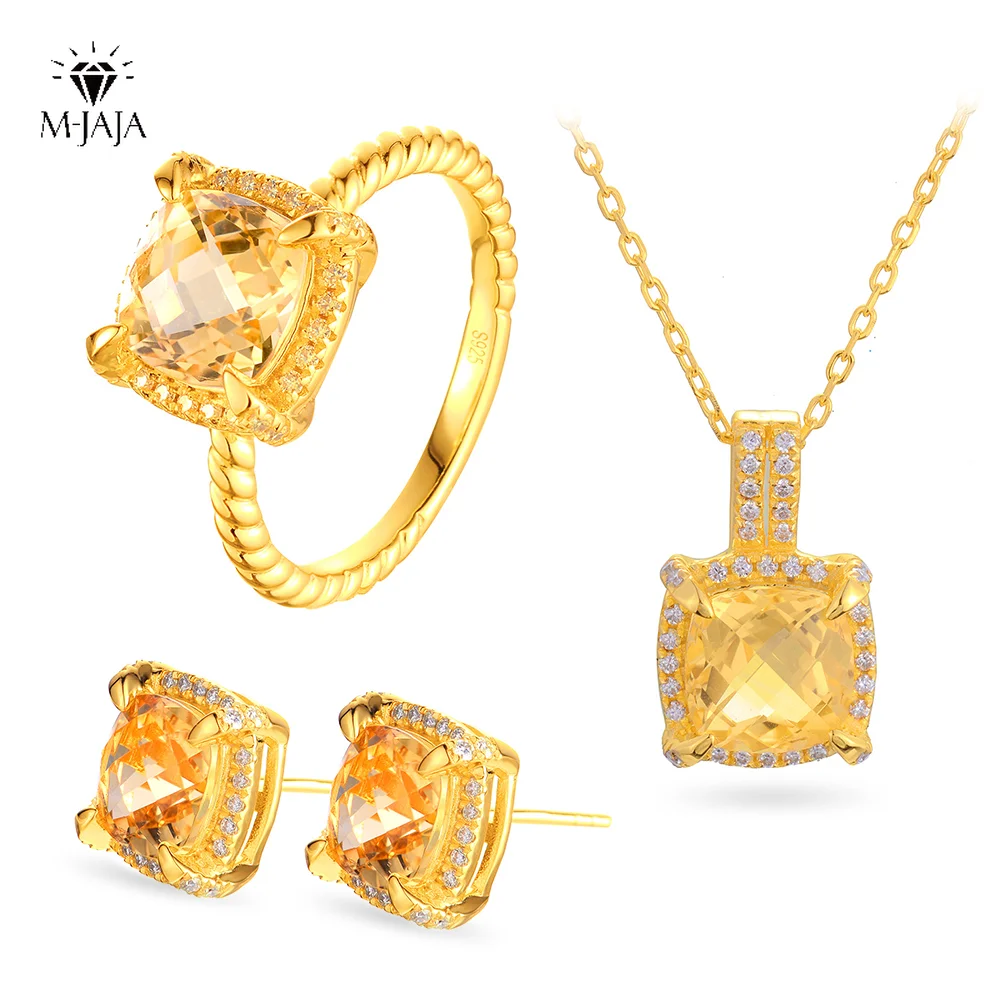Colored Moissanite Jewelry Sets S925 Silver Necklace Earrings Ring Set for Women Citrine Gemstone Luxury Wedding Bridal Gift GRA
Colored Moissanite Jewelry Sets S925 Silver Necklace Earrings Ring Set for Women Citrine Gemstone Luxury Wedding Bridal Gift GRA