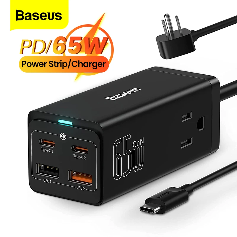 Baseus 65W GaN USB Charger Type C PD Fast Charging Quick Charge 4.0 Desktop Charger With Power Strip For iPhone MacBook Samsung 
Baseus 65W GaN USB Charger Type C PD Fast Charging Quick Charge 4.0 Desktop Charger With Power Strip For iPhone MacBook Samsung