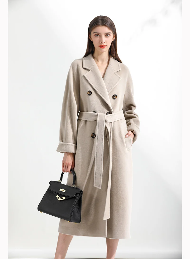 Classic Cashmere Coat Women Solid Color Lapel Double Breasted Wool Coats Autumn Winter Warm Long Outwears Casual Commute Outcoat
Classic Cashmere Coat Women Solid Color Lapel Double Breasted Wool Coats Autumn Winter Warm Long Outwears Casual Commute Outcoat