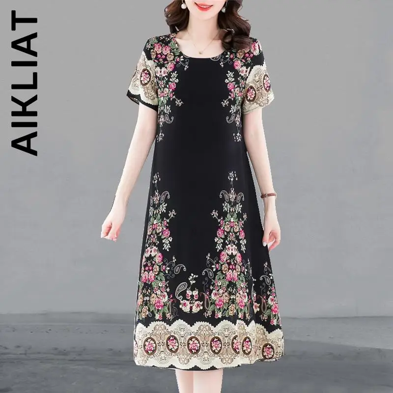 Aikliat New Dress Women Short Sleeve Dress Casual O-neck Dresses Soft Basic Party Dresses Popular Girl Vestidos Woman Clothes
Aikliat New Dress Women Short Sleeve Dress Casual O-neck Dresses Soft Basic Party Dresses Popular Girl Vestidos Woman Clothes