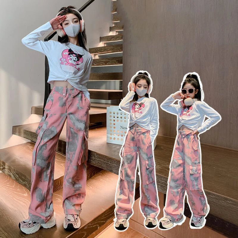 Sanrio Anime Children's Top and Bottom Set Kuromi Kids Long Sleeve Sportswear Set Autumn Clothes Girls From 2 To7 Years Clothing
Sanrio Anime Children's Top and Bottom Set Kuromi Kids Long Sleeve Sportswear Set Autumn Clothes Girls From 2 To7 Years Clothing