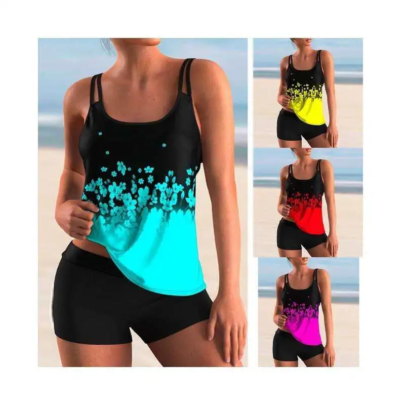 

Tankini Braces Vest Swimwear Style Split Conservative Boxers Printing And Dyeing Multi Color Womens Swimsuit