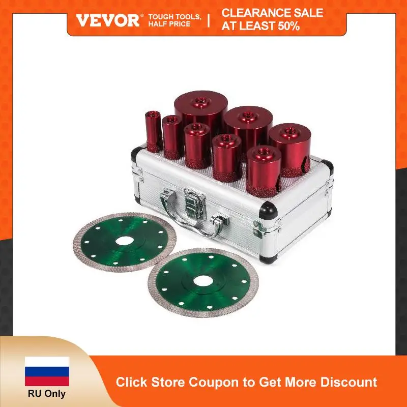 VEVOR RU CLEARANCE SALE Diamond Hole Saw Set Diamond Drill Core Bits with Saw Blade Heavy Duty Hole Saw Arbor M14 Thread 
VEVOR RU CLEARANCE SALE Diamond Hole Saw Set Diamond Drill Core Bits with Saw Blade Heavy Duty Hole Saw Arbor M14 Thread
