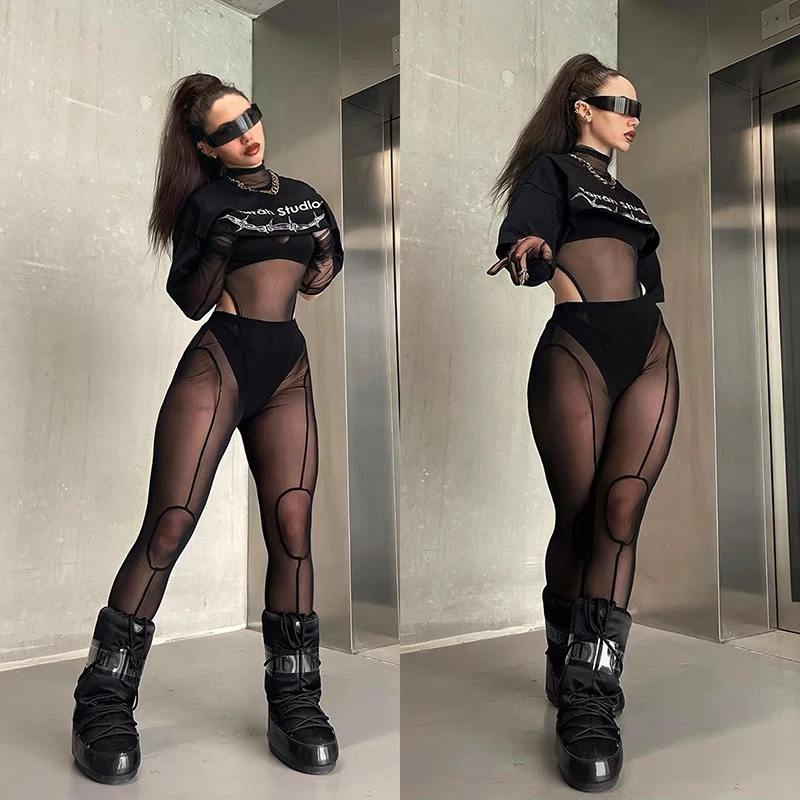 Women Mesh Stitching Leggings Trousers Pure Color Mesh High Waist Slim See Through Pants Leggings Skinny Sexy Streetwear Casua
Women Mesh Stitching Leggings Trousers Pure Color Mesh High Waist Slim See Through Pants Leggings Skinny Sexy Streetwear Casua