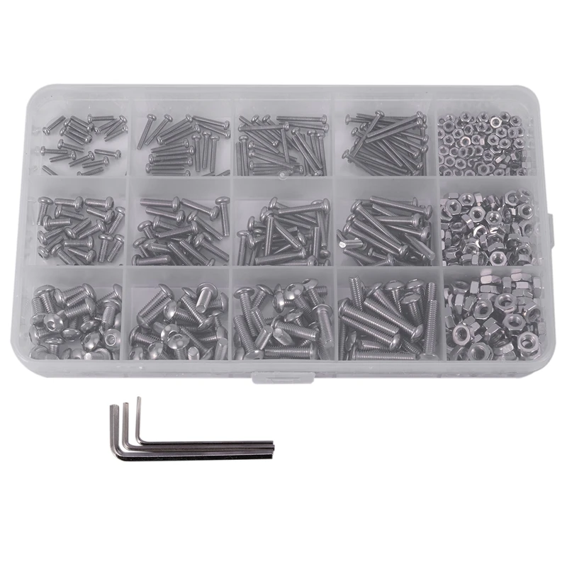 480Pcs Button Head 12 Sizes Screw And Nuts Kit,M2 M3 M4 Steel Assorted Hex Socket Head Cap Bolts Screws Nuts Assortment Set Kit
480Pcs Button Head 12 Sizes Screw And Nuts Kit,M2 M3 M4 Steel Assorted Hex Socket Head Cap Bolts Screws Nuts Assortment Set Kit