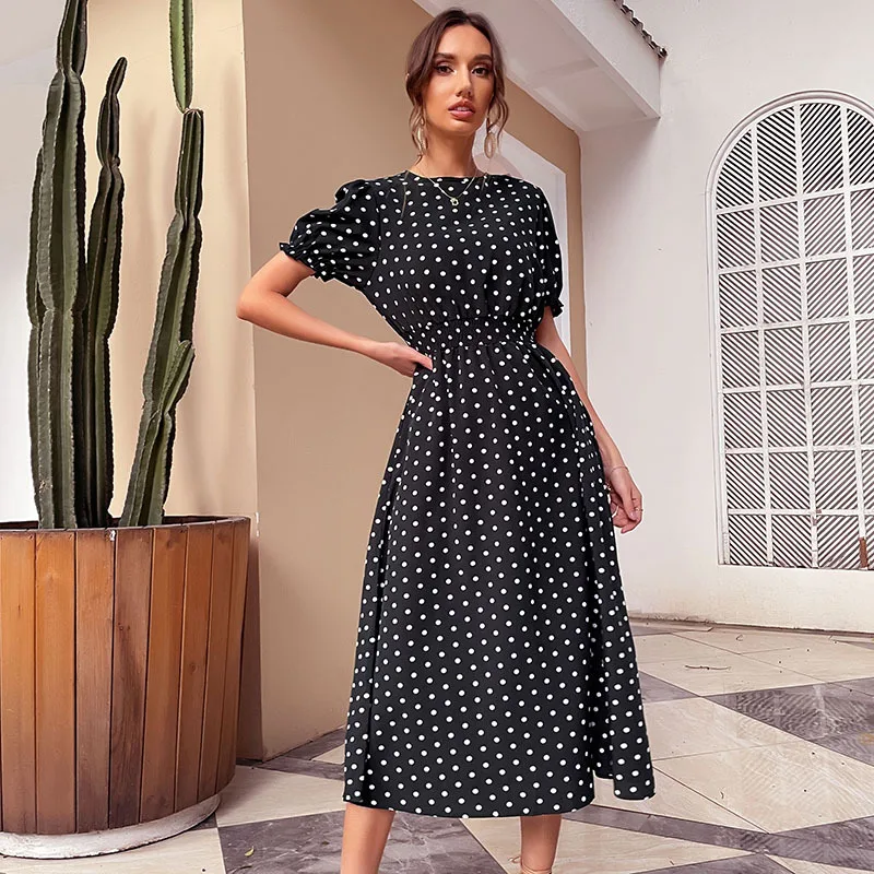 Summer Office Women's Dress Short Sleeve Elegant Medium Length Formal Wave Point Slim Fit Pocket Temperament Retro
Summer Office Women's Dress Short Sleeve Elegant Medium Length Formal Wave Point Slim Fit Pocket Temperament Retro
