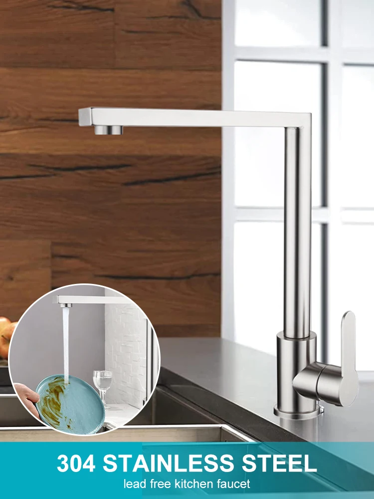 Kitchen Faucet High Right Angle 304 Stainless Steel Wiredrawing Single Handle Aerator Sprayer Faucet Mixer Cold Hot Water G1/2
Kitchen Faucet High Right Angle 304 Stainless Steel Wiredrawing Single Handle Aerator Sprayer Faucet Mixer Cold Hot Water G1/2