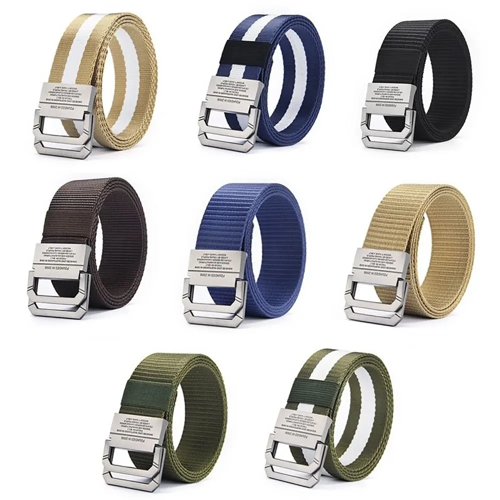 

D Shape Buckle Men Braided Belt 110cm Nylon Webbing Leisure Canvas Belt Jeans Accessory Tactical Army Belt Military Sports
