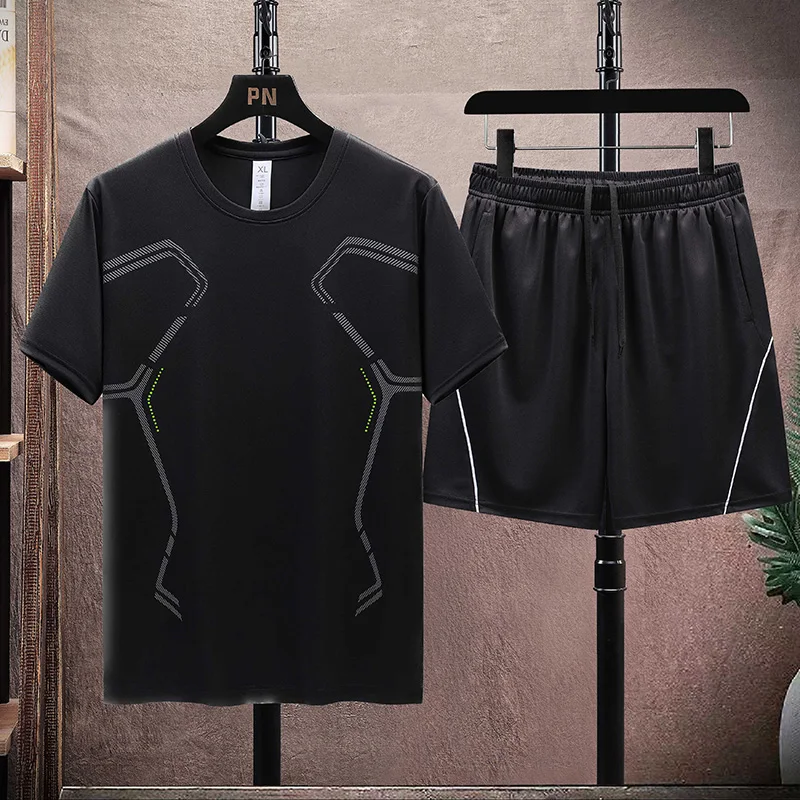 2023 Summer Men's Ice Silk Sweatshirt Fitness Jogging Speed Dry Casual Pants Trend Youth Loose Short Sleeve Shorts Two-Piece Set
2023 Summer Men's Ice Silk Sweatshirt Fitness Jogging Speed Dry Casual Pants Trend Youth Loose Short Sleeve Shorts Two-Piece Set
