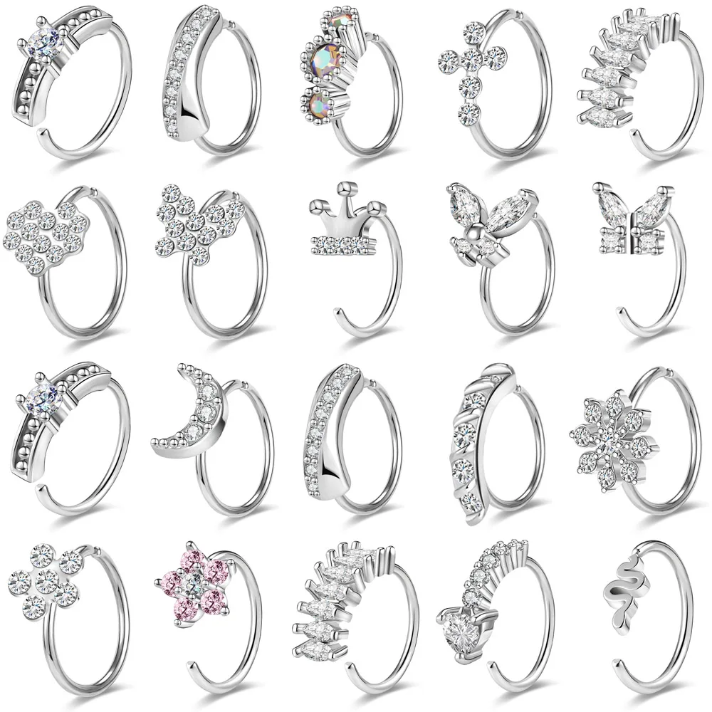 ZS 1PC 20G Heart Flower Nose Ring for Women Trendy Crown Zircon Septum Piercings Flexible Indian Septum Rings Sliver Plated
ZS 1PC 20G Heart Flower Nose Ring for Women Trendy Crown Zircon Septum Piercings Flexible Indian Septum Rings Sliver Plated