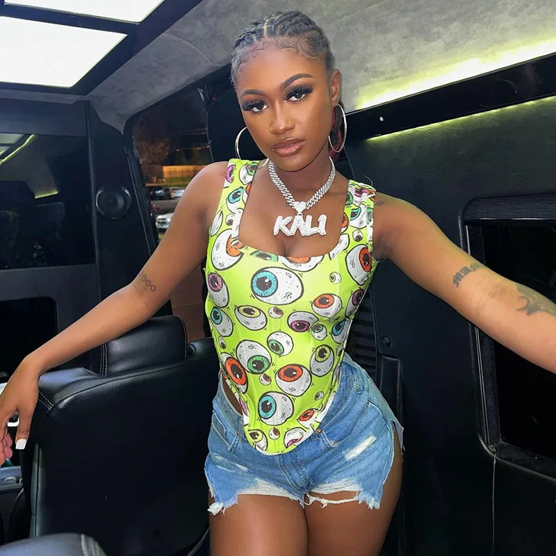FTS 2022 Summer Sexy Big Eye Printed Loose T-Shirt Women Sleeveless Casual Camis Cropped Top
FTS 2022 Summer Sexy Big Eye Printed Loose T-Shirt Women Sleeveless Casual Camis Cropped Top