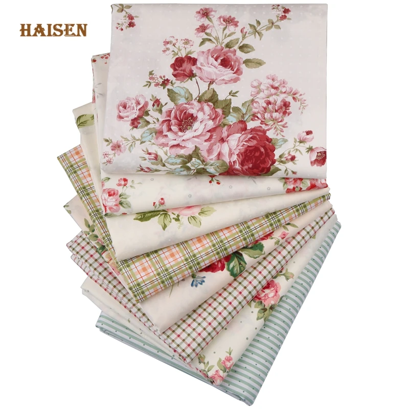 

Printed Twill Cotton Fabric,DIY Sewing Quilting Patchwork Clothes Material For Baby&Child,8pcs,40x50cm,Rose Flowers Calico Set