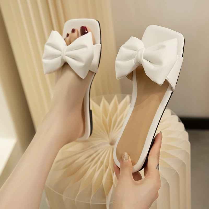 Women Fashion Slippers Square Toe Butterfly Knot Plus Size Female Slides Flat Shoes Casual PU Solid Concise Lady Summer Footwear
Women Fashion Slippers Square Toe Butterfly Knot Plus Size Female Slides Flat Shoes Casual PU Solid Concise Lady Summer Footwear