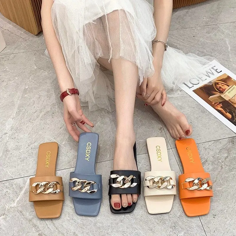 Cute 2021 Women Summer Slipper Square Toe Chain Slippers Slip on Flat Slide Sandals Beach Flip Flops Casual Shoe Ladies Big Size
Cute 2021 Women Summer Slipper Square Toe Chain Slippers Slip on Flat Slide Sandals Beach Flip Flops Casual Shoe Ladies Big Size