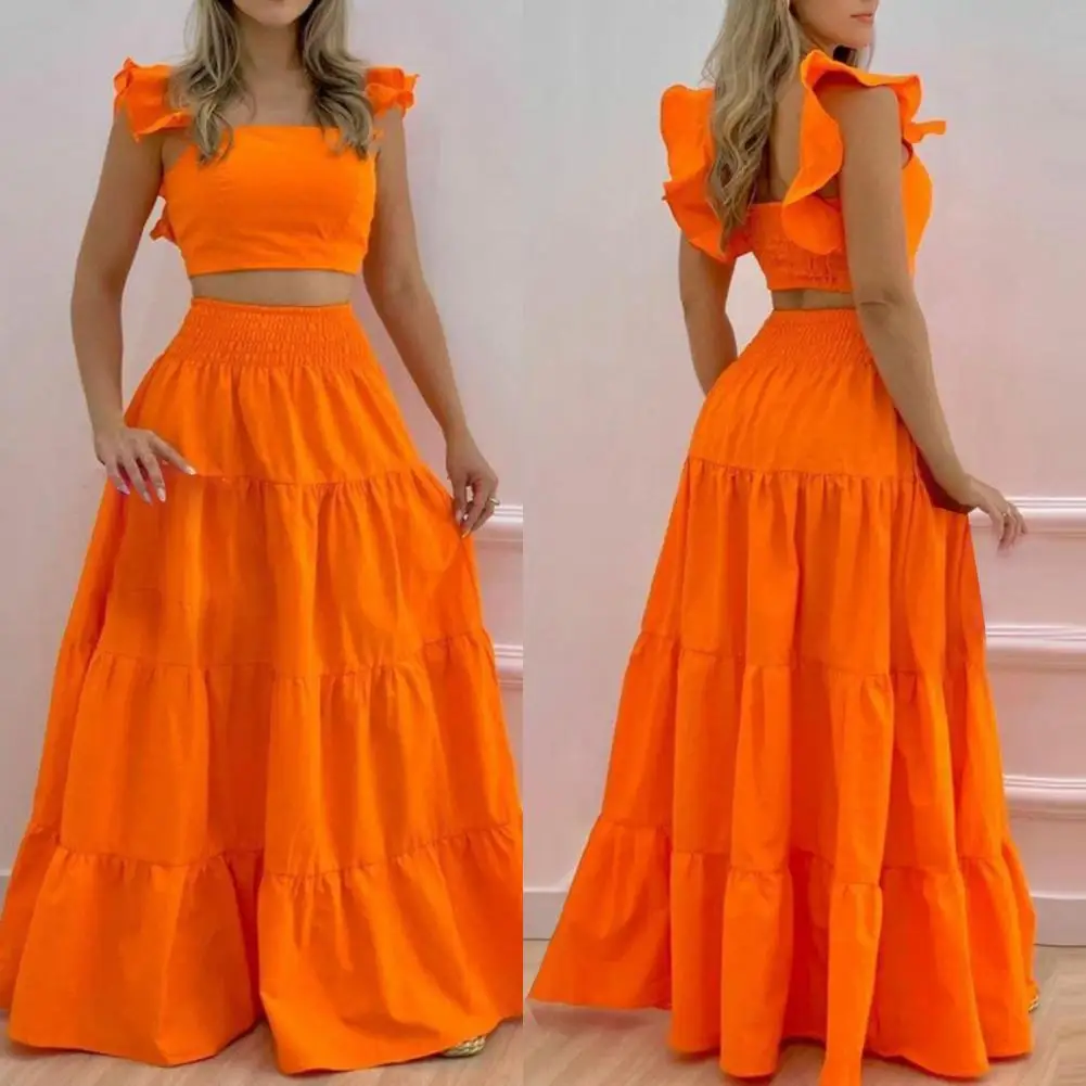 2 Pcs/Set Gorgeous Summer Dress Ruffle Pattern Summer Skirt Set Sweet Top Skirt Set
2 Pcs/Set Gorgeous Summer Dress Ruffle Pattern Summer Skirt Set Sweet Top Skirt Set