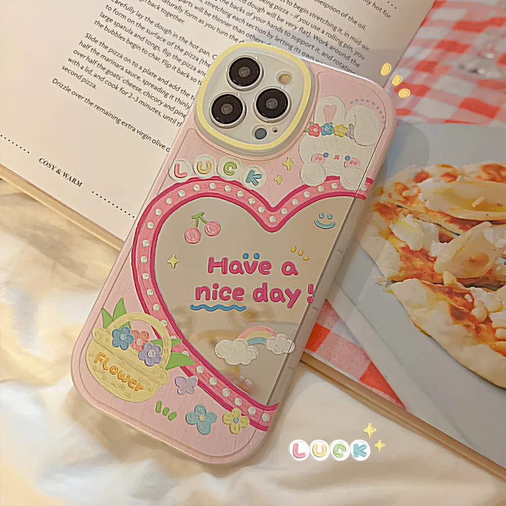 

Colored cartoon lucky text back mirror Phone Case For iphone 14 13 12 11 Pro Max X XR XSMAX 7 8 Plus TPU Fashion new products