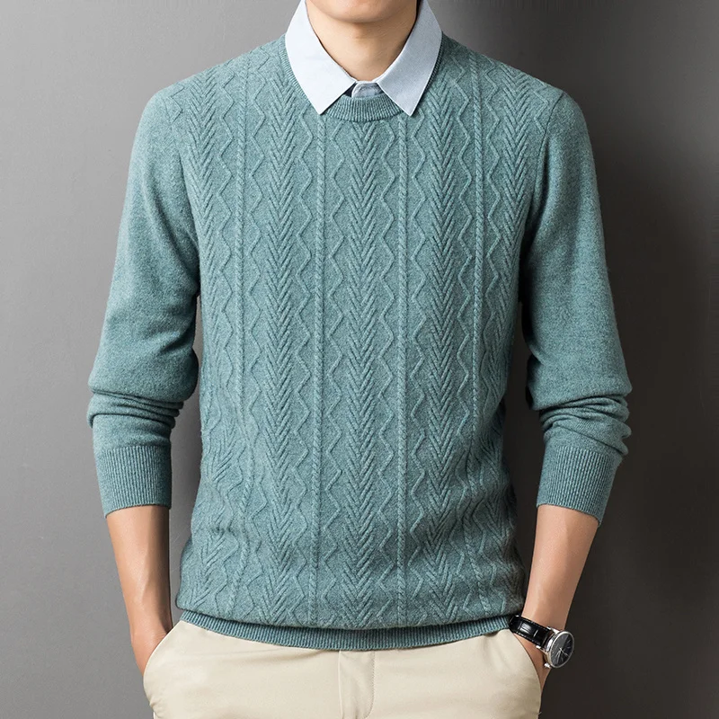 Autumn and Winter Shirt Collar Fake Two Pieces Pure Wool Knit Base Cardigan Bandage Dress Jacquard Men's Sweater
Autumn and Winter Shirt Collar Fake Two Pieces Pure Wool Knit Base Cardigan Bandage Dress Jacquard Men's Sweater