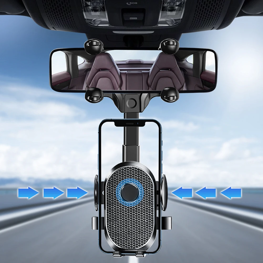 

Регулируемое вращение на 360 ° автомобильное крепление для автомобильного зеркала заднего вида держатель для телефона подставки для смартф...