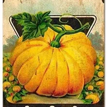 Maizeco Metal Tin Signs Halloween Pumpkin Card Seed Vintage Plaque Poster for Farm Pub Garage Kitchen Home Decor Decorative