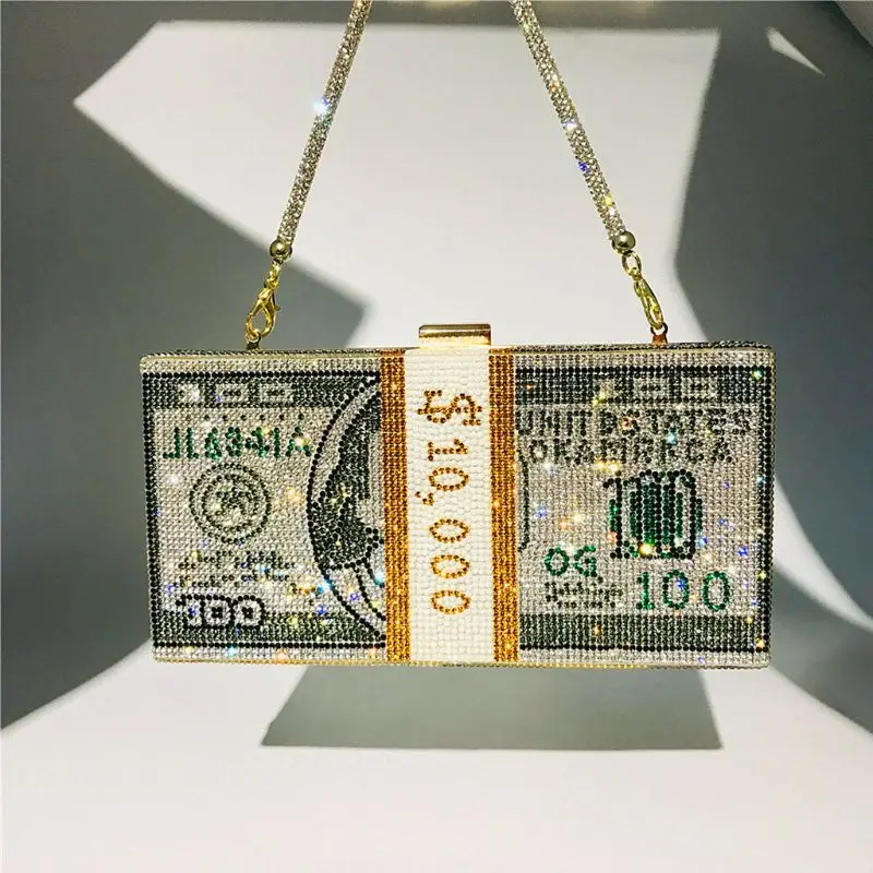 Креативный Модный Новый клатч стразы, кошелек 10000 долларов, стопка наличных, вечерние сумочки, сумка на плечо для свадьбы и ужина
Креативный Модный Новый клатч стразы, кошелек 10000 долларов, стопка наличных, вечерние сумочки, сумка на плечо для свадьбы и ужина
