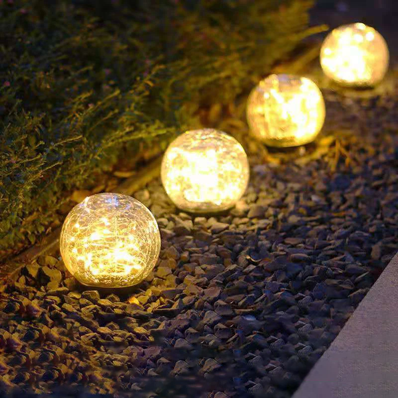 

Solar Led Light Outdoor Court Crack Glass Ball Light Waterproof Buried Garden Grass Lamp Balcony Layout Decoration Christmas