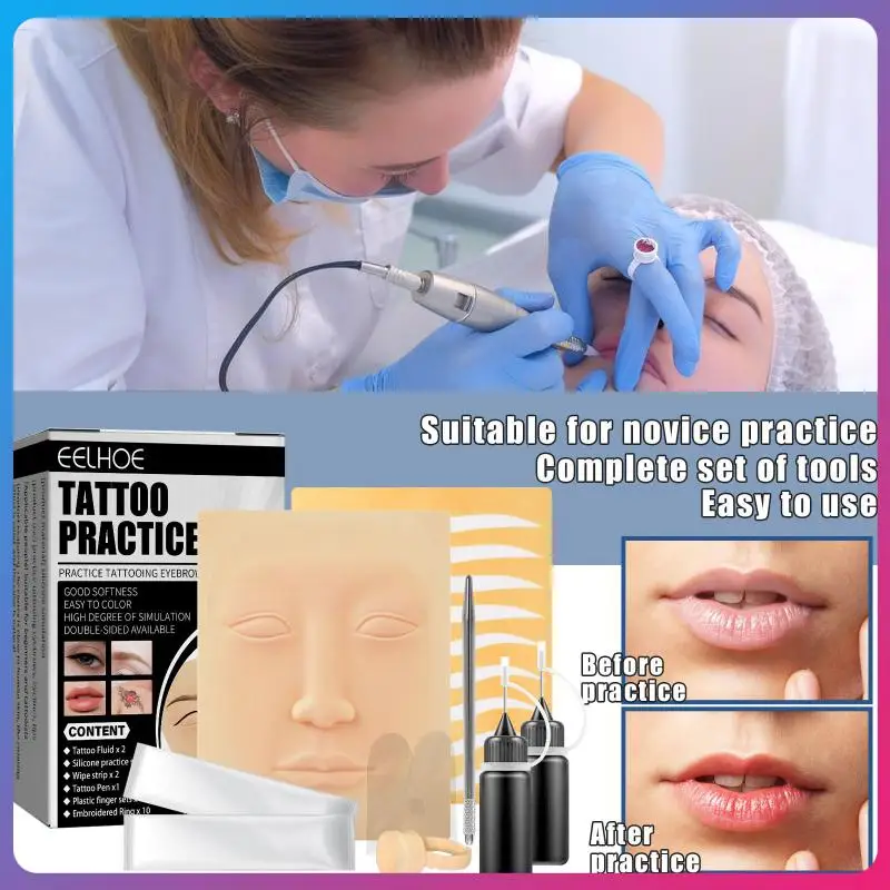 Facial Tattoo Training Head Silicone Practice Set Permanent Makeup Lip Eyebrow Tattoo Skin Mannequin Face Head Tattoo Supplies
Facial Tattoo Training Head Silicone Practice Set Permanent Makeup Lip Eyebrow Tattoo Skin Mannequin Face Head Tattoo Supplies