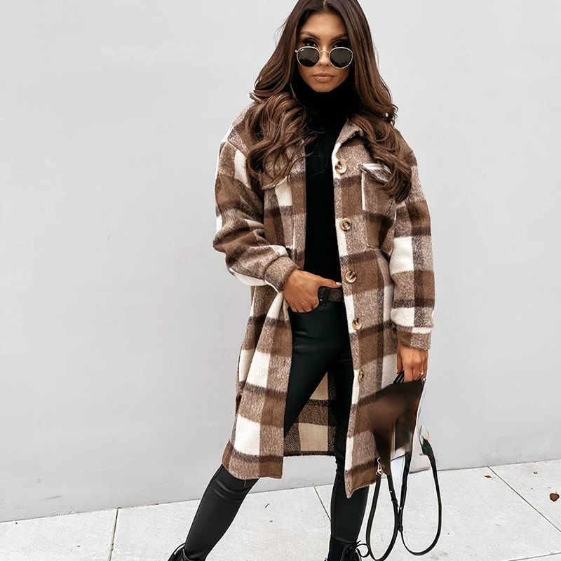 LuckBN Thin Women's Woolen Coat Fashion Casual Europe and America Long Sleeve Plaid Single Breasted Women's Long Coat
LuckBN Thin Women's Woolen Coat Fashion Casual Europe and America Long Sleeve Plaid Single Breasted Women's Long Coat