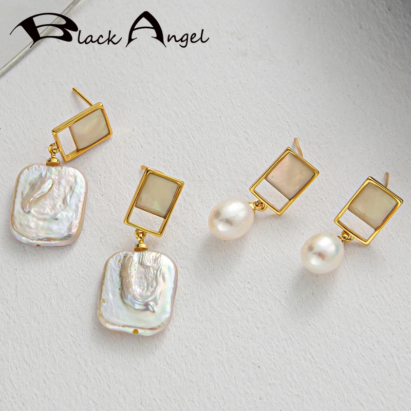BLACK ANGEL New Baroque Natural Freshwater Pearl Stud Earrings for Women Gold Plated Personality Geometric Party Jewelry Gifts
BLACK ANGEL New Baroque Natural Freshwater Pearl Stud Earrings for Women Gold Plated Personality Geometric Party Jewelry Gifts