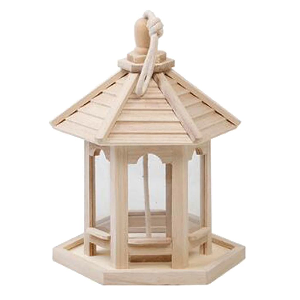 Hot Sale Hanging Wooden Gazebo Wild Bird Feeder Outdoor Bird Feeding House With Hang Rope Bird Feeder for Garden Yard Decoration
Hot Sale Hanging Wooden Gazebo Wild Bird Feeder Outdoor Bird Feeding House With Hang Rope Bird Feeder for Garden Yard Decoration