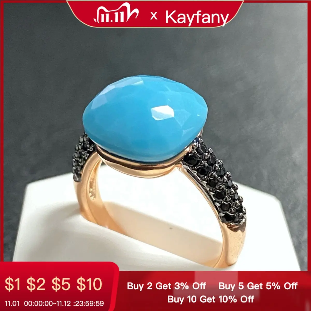 Pomellato Turquoise Ring Inlay Black Zircon With Black Gun Plated 12.6mm Flat Crystal Ring For Women Party Fashion Jewelry Gift
Pomellato Turquoise Ring Inlay Black Zircon With Black Gun Plated 12.6mm Flat Crystal Ring For Women Party Fashion Jewelry Gift