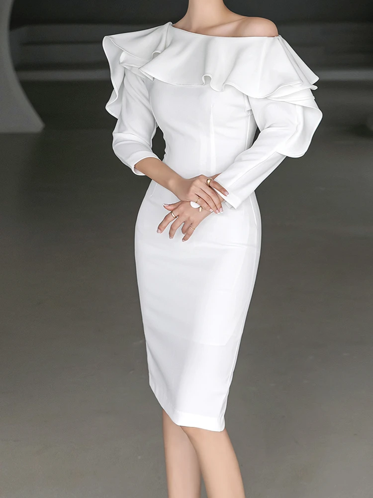 Женское облегающее платье с длинным рукавом, элегантное черное однотонное платье с оборками для выпускного вечера, 2019
Женское облегающее платье с длинным рукавом, элегантное черное однотонное платье с оборками для выпускного вечера, 2019