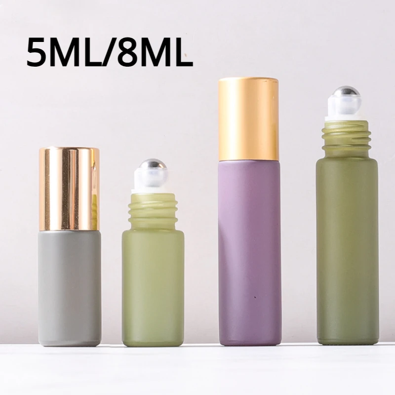 

5ML 10ML Glass Morandi Roll on Bottle Essential Oils Roller Ball Vials for Perfume Aromatherapy Refillable Travel Perfume Empty