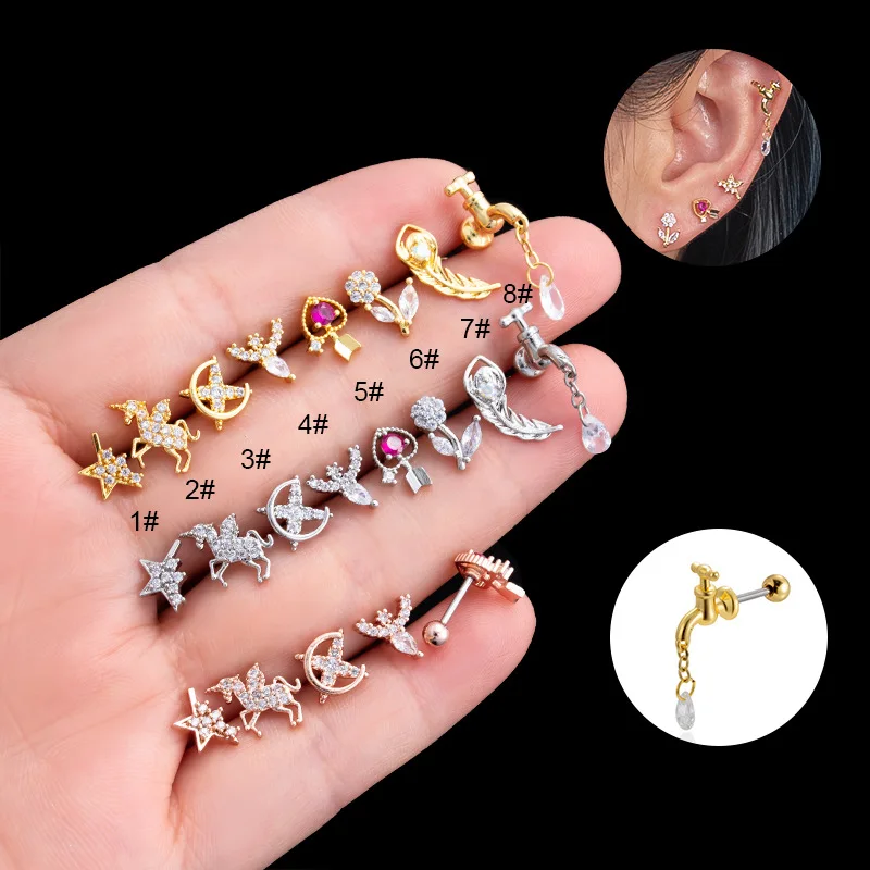 1PC 20G Stainless Steel Cartilage Earrings Piercing Jewelry Heart Flower Screw Ear Bone Nails for Women CZ Dangle Stud Earring
1PC 20G Stainless Steel Cartilage Earrings Piercing Jewelry Heart Flower Screw Ear Bone Nails for Women CZ Dangle Stud Earring