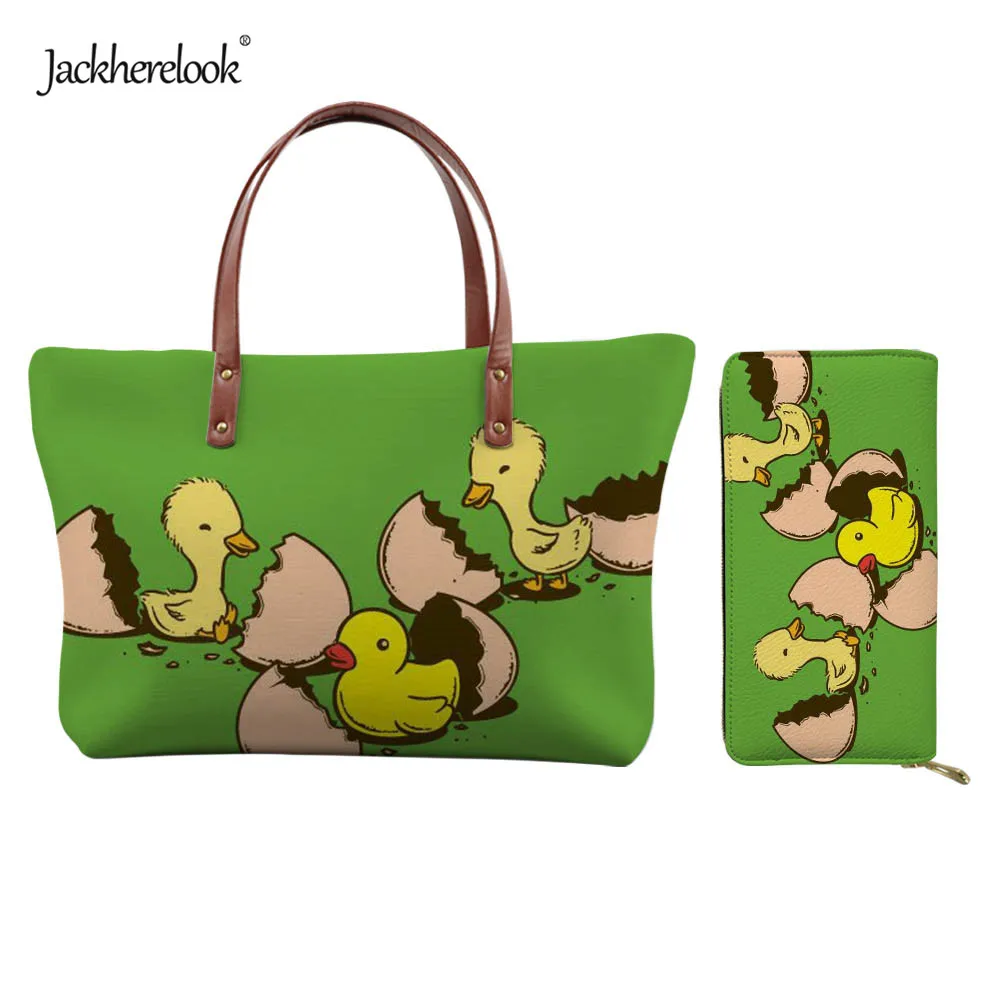 Jackherelook Green Color Cute Duck Print Handbag for Women Tote Bags Card Holders Wallet 2pcs/set Female Shoulder Bag Purse
Jackherelook Green Color Cute Duck Print Handbag for Women Tote Bags Card Holders Wallet 2pcs/set Female Shoulder Bag Purse
