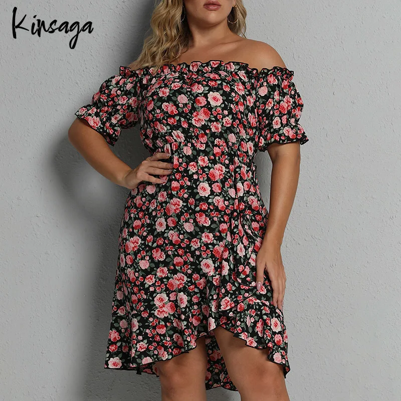 Plus Size Off Shoulder Irregular Ruffle Slim Waist Boho Floral Dresses 4xl Women Summer Square Collar Short Sleeve Vintage Dress
Plus Size Off Shoulder Irregular Ruffle Slim Waist Boho Floral Dresses 4xl Women Summer Square Collar Short Sleeve Vintage Dress