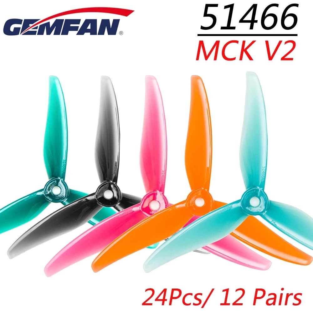 

24pcs/12pairs Gemfan 51466 V2 MCK 5inch 3 blade/tri-blade Propeller Props CW CCW Brushless motor FPV Propeller FPV racing drone