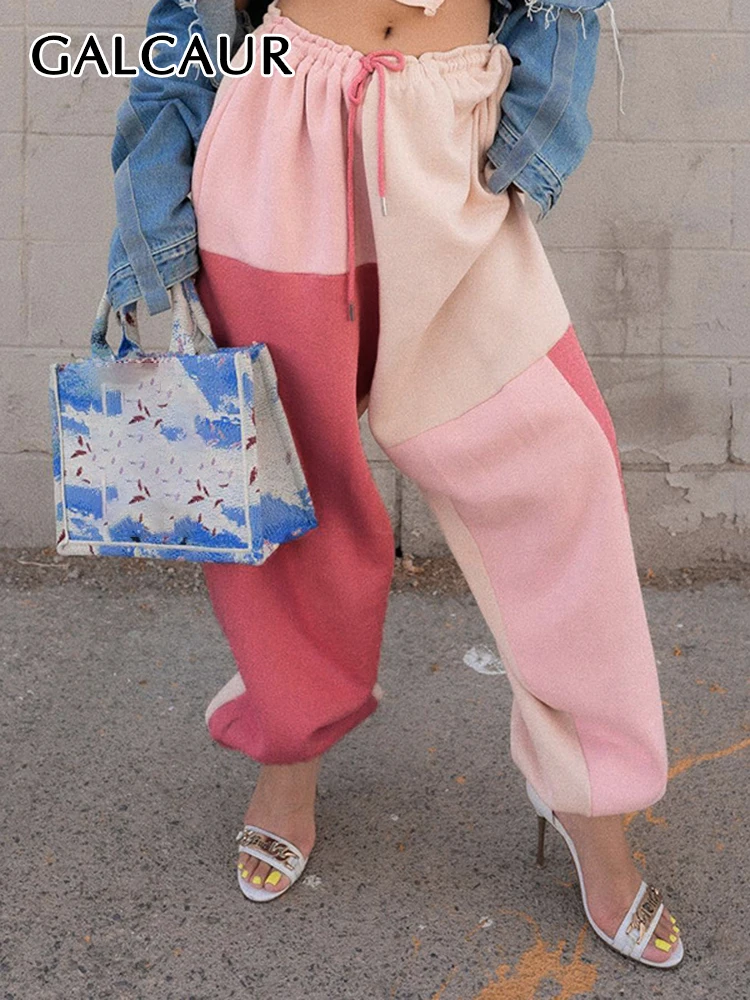 GALCAUR Korean Hit Color Pants For Women Low Waist Patchwork Drawstring Fashion Style Casual Trousers Female Autumn Clothing New
GALCAUR Korean Hit Color Pants For Women Low Waist Patchwork Drawstring Fashion Style Casual Trousers Female Autumn Clothing New