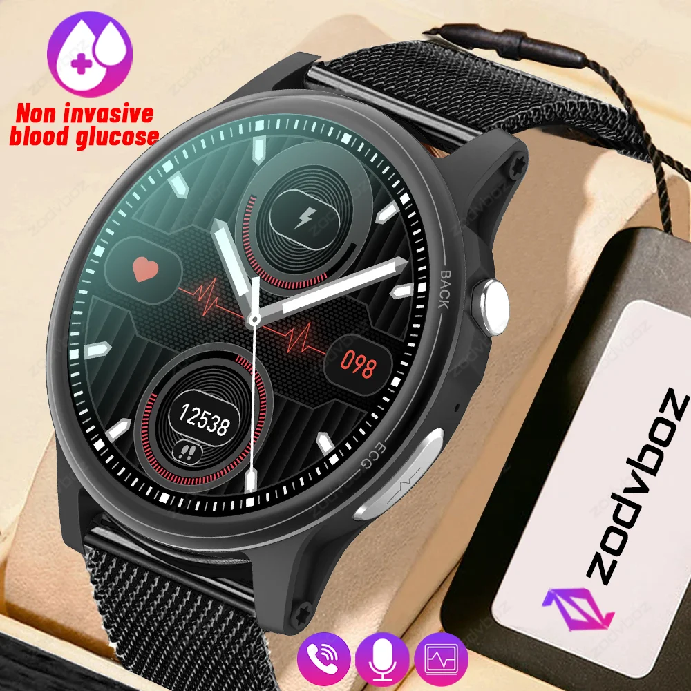 

2023 Смарт-часы с измерением уровня сахара в крови, мужские спортивные часы с голосовым вызовом, женские водонепроницаемые Смарт-часы с ЭКГ, Глюкометром для здоровья для Xiaomi Huawei