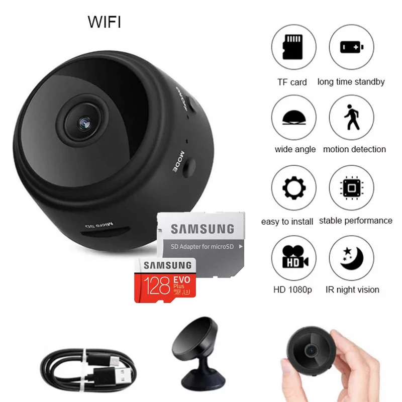 HD 1080P WIFI IP Camera Home Security Small Size IR Night Vision Motion Detect Alarm Portable Mini Camera With Samsung TF Card 
HD 1080P WIFI IP Camera Home Security Small Size IR Night Vision Motion Detect Alarm Portable Mini Camera With Samsung TF Card