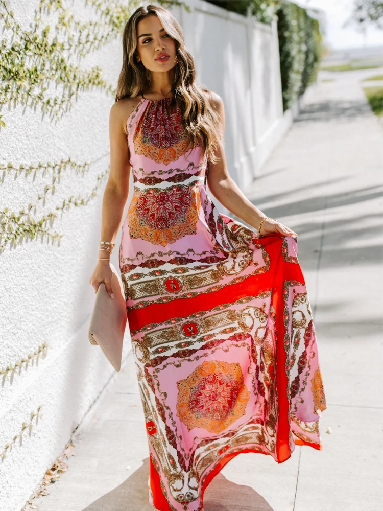 Bohemian Dress Sexy Spaghetti Strap Print Boho Maxi Dress Women Summer Casual Beach Holiday Backless Long Dresses Robe Femme
Bohemian Dress Sexy Spaghetti Strap Print Boho Maxi Dress Women Summer Casual Beach Holiday Backless Long Dresses Robe Femme