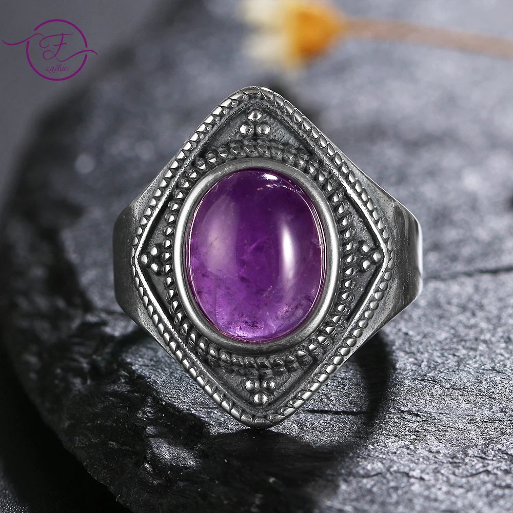8x10MM Natural Oval Amethyst Rings Silver Vintage Fine Jewelry Party Birthday Anniversary Gift for Women
8x10MM Natural Oval Amethyst Rings Silver Vintage Fine Jewelry Party Birthday Anniversary Gift for Women