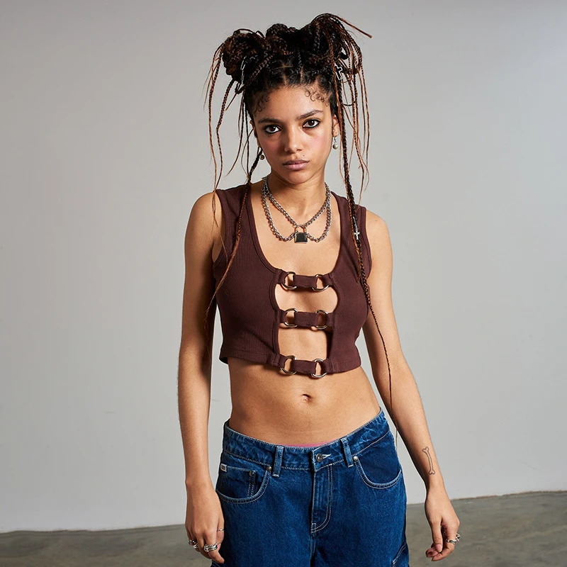 Summer Women Hollow Out Tank Tops Sleeveless Ribbed Solid Color U-shaped Neck Buckle Crop Tops Vest
Summer Women Hollow Out Tank Tops Sleeveless Ribbed Solid Color U-shaped Neck Buckle Crop Tops Vest