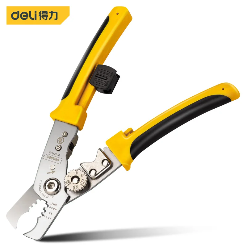 

Deli high carbon steel multifunctional electrician Wire stripper terminal pliers electronic electrician hand tools